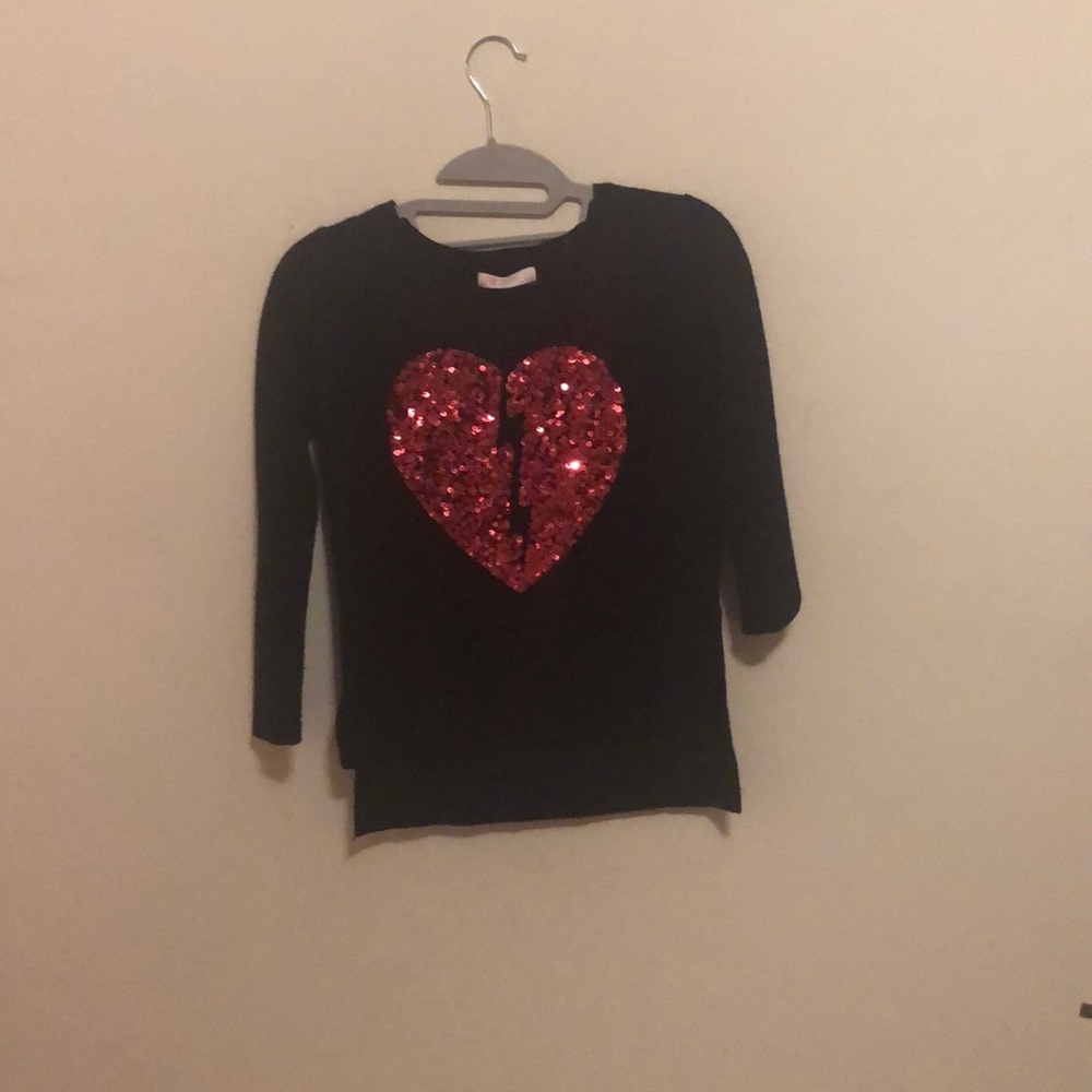 Cute black long sleeve shirt w/ red sparkly heart
